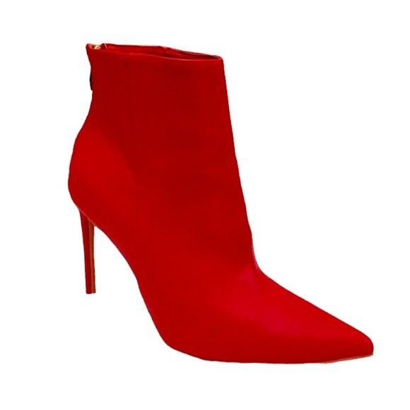 Elisabet Lang Red Stiletto Ankle Boots - Picture 1 of 9